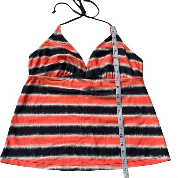 Converse Orange/Gray Stripe Tie Around Neck Tankini Top Sz L - Picture 8 of 11